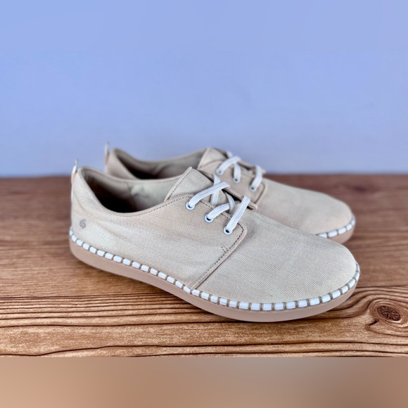 Cloudsteppers by Clarks Shoes - Cloudsteppers By Clarks Women’s Glow Lace Up Beige Canvas Comfort Shoes Sz 11
